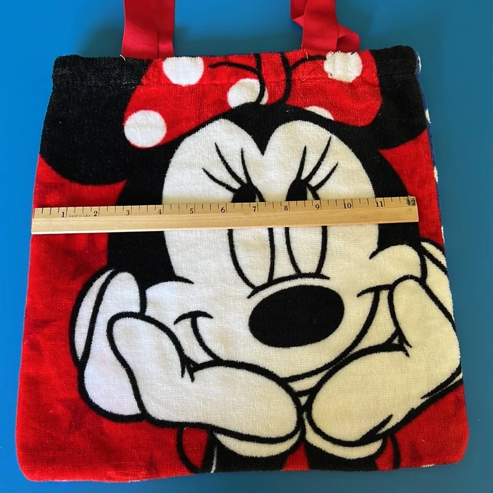 Disney White Minnie Mouse Terrycloth Bag Stars Dots Patriotic red white blue
